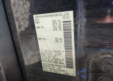 2011 Nissan Altima 2.5 S from USA, damaged, VIN 1N4AL2AP3BN489458